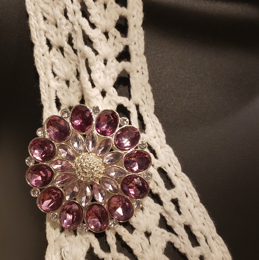 Shades of pink and purple with rhinestone Brooch - Picture 4 of 4